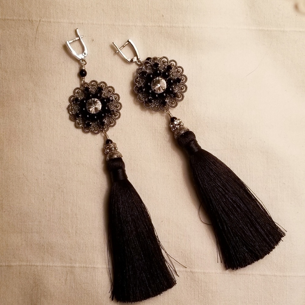 Handmade shoulder length earrings